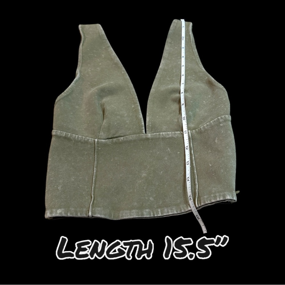ZARA Cropped Side Zip Halter Top in Vintage Earth Green. Size Small. - Picture 6 of 9